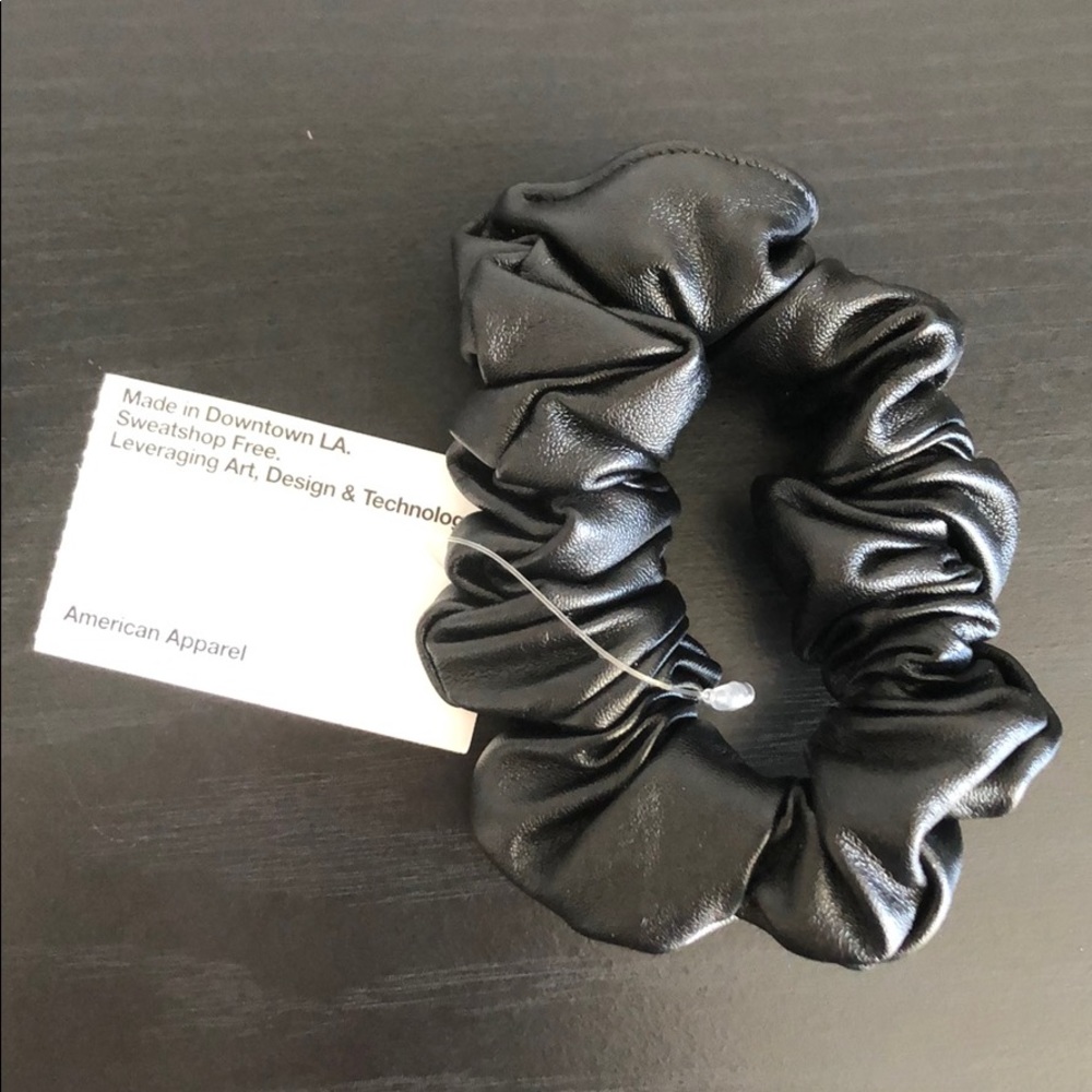 American Apparel Black Leather Scrunchie